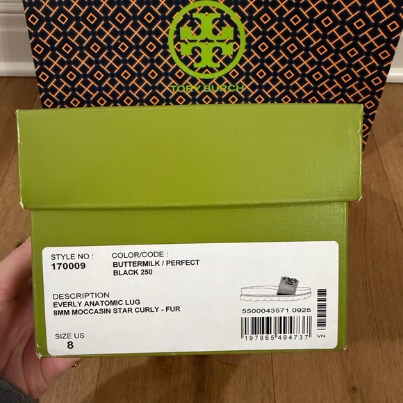 Tory Burch Everly Anatomic Lug Sandals Moccasin Star Curly Size 8 Buttermilk - Picture 7 of 7